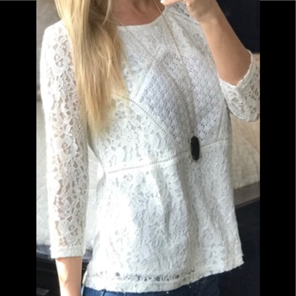 Anthropologie Skies Are Blue Long Sleeve Lace Top - Picture 3 of 5
